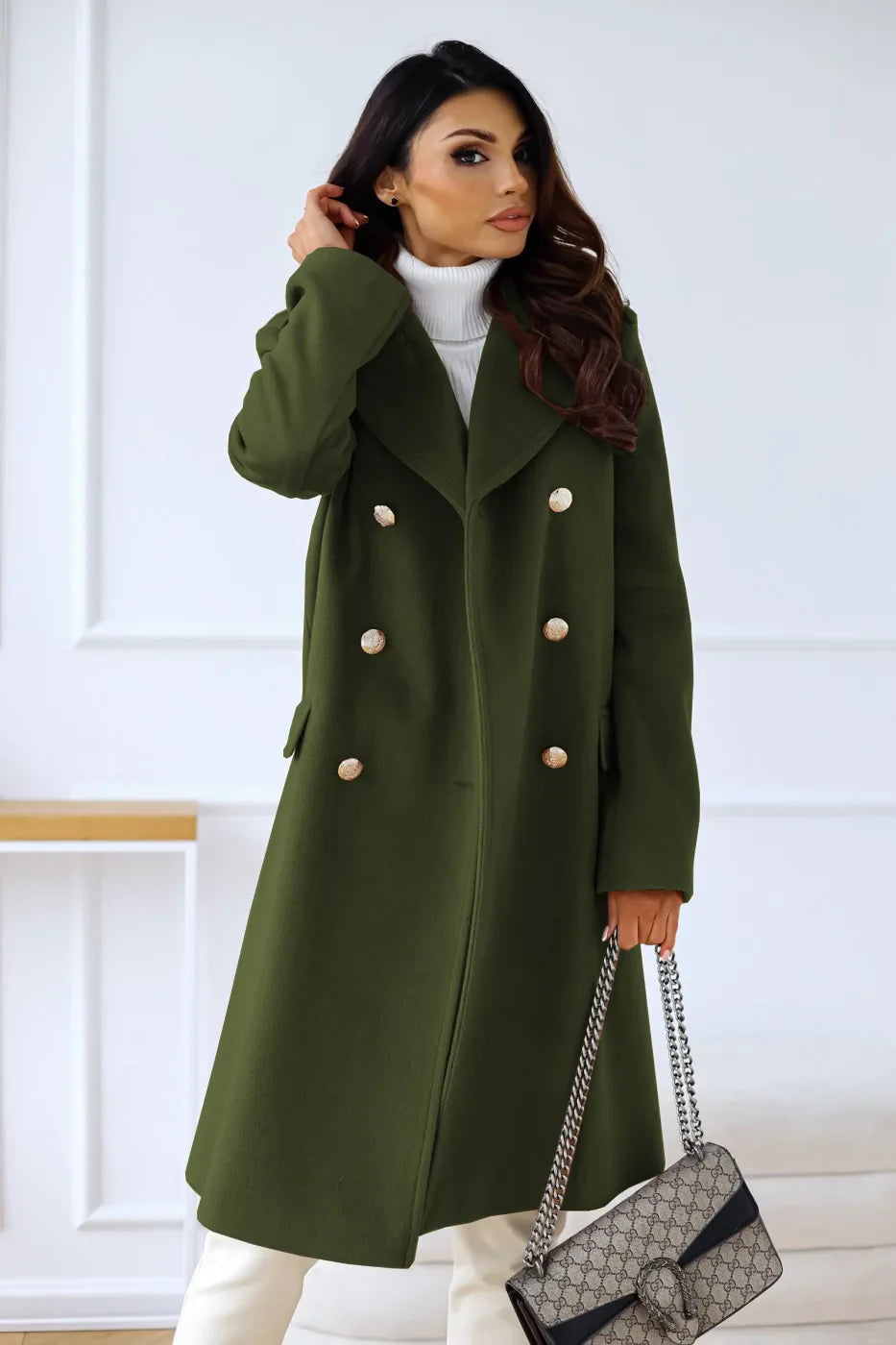 Women's Winter Coat – Double-Breasted Textured Fabric for Elegance 9