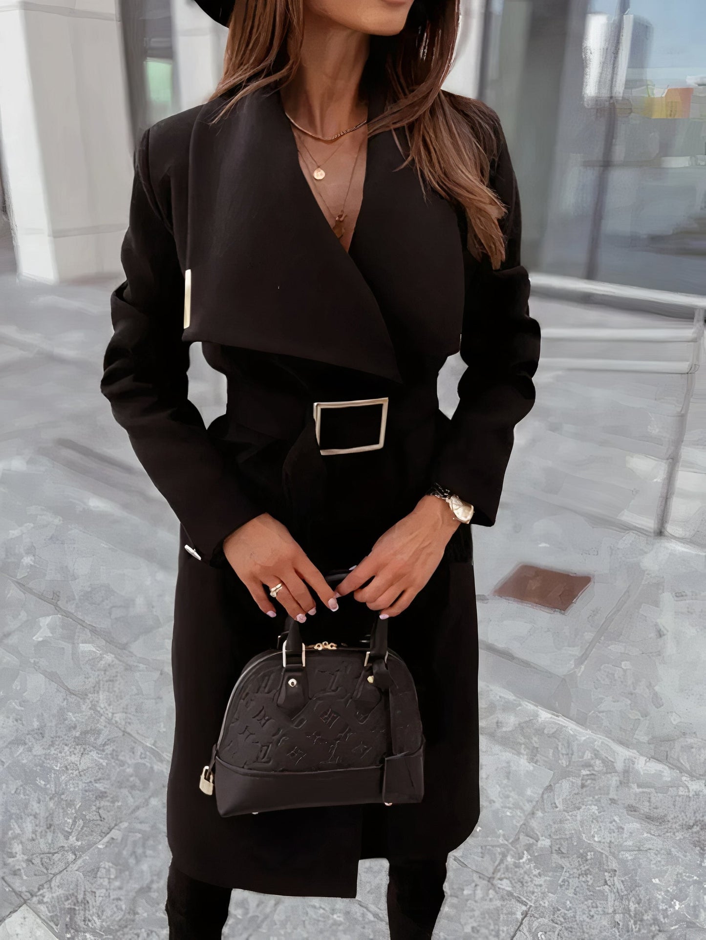 Women's Wool Blend Trench Coat – Elegant Style for Autumn 2