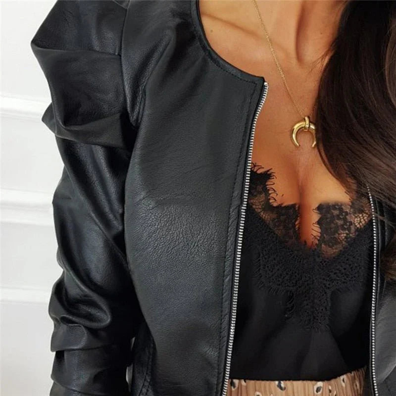 Womens Leather Jacket – Chic PU Style with Slim Fit Design 3
