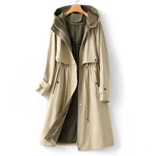 Black Trench Coat Women – Cozy Chic with Drawstring Waist 0