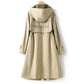 Black Trench Coat Women – Cozy Chic with Drawstring Waist 3