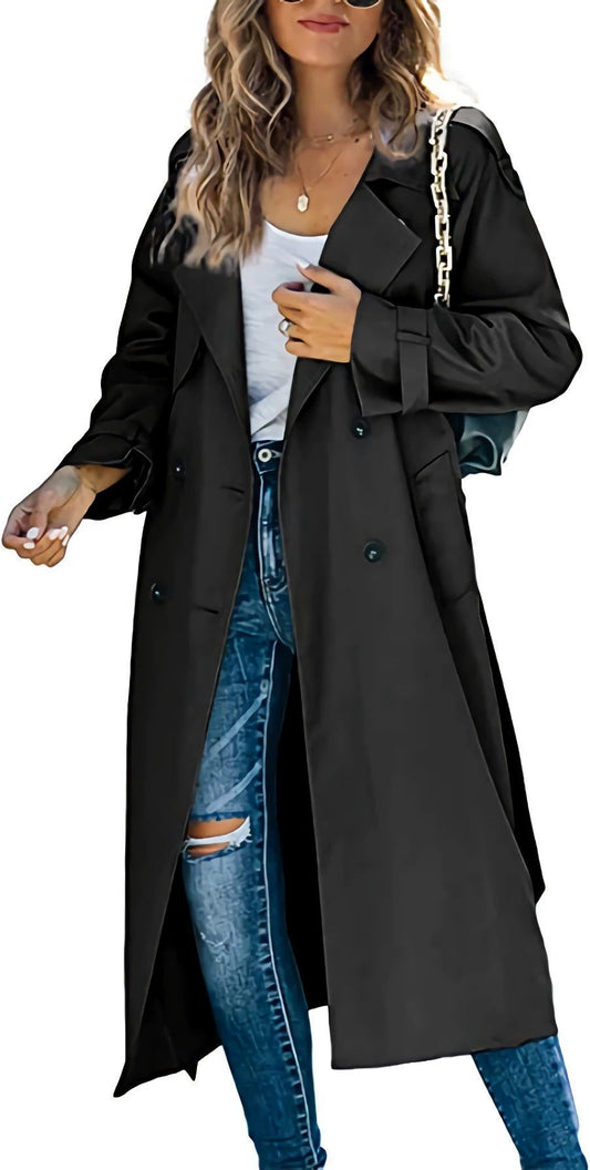 Black Trench Coat Women – Windproof & Stylish for Chilly Days 0