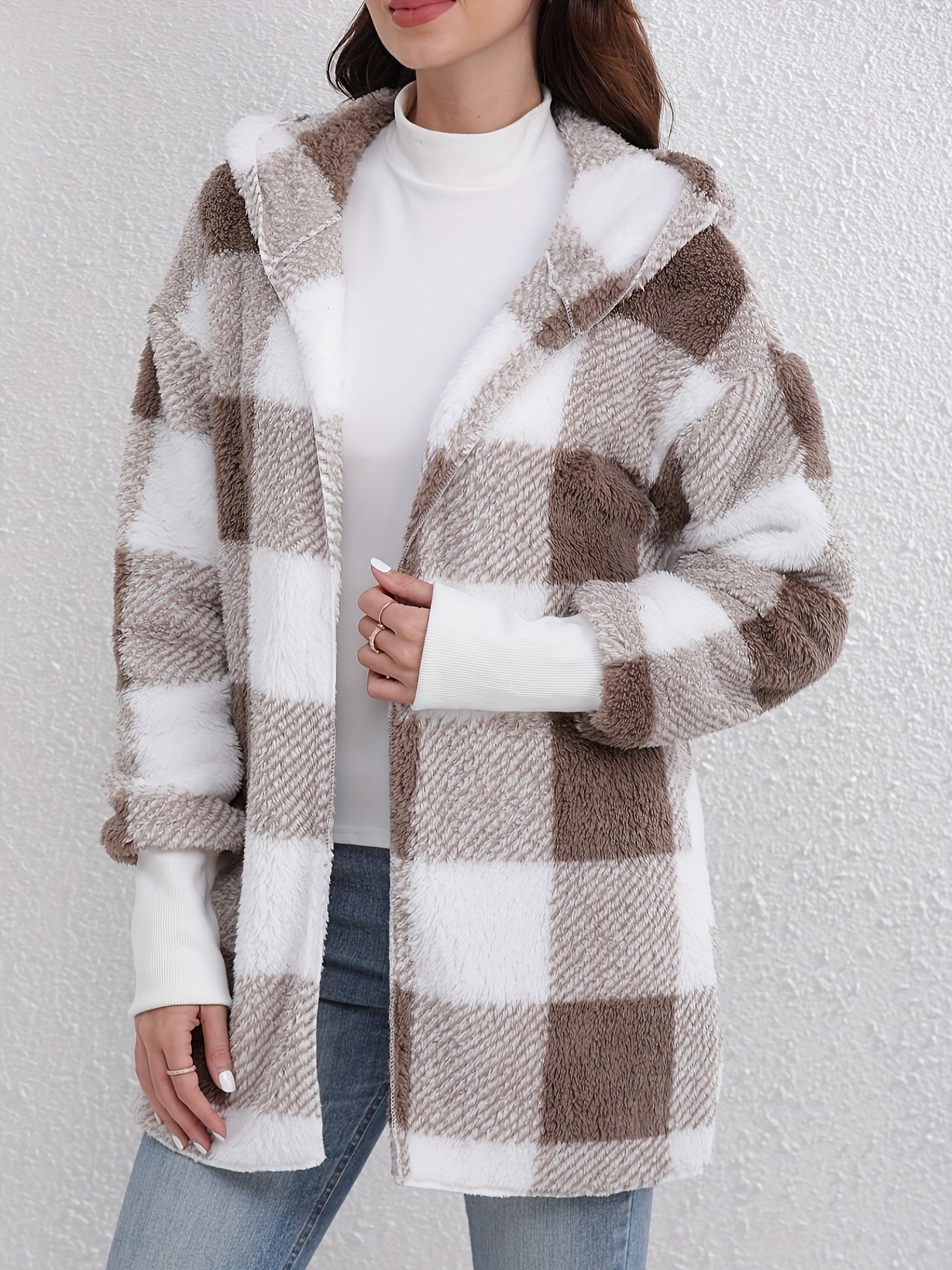 Cozy Plaid Hooded Jacket – Soft Layer for Chilly Days 0