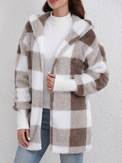 Cozy Plaid Hooded Jacket – Soft Layer for Chilly Days 0