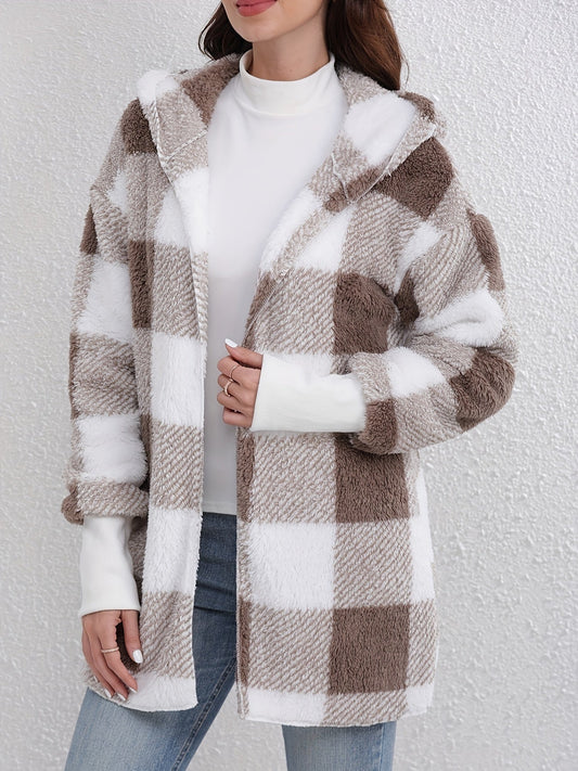 Cozy Plaid Hooded Jacket – Soft Layer for Chilly Days 0
