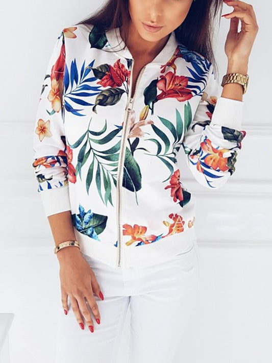 Floral Print Bomber Jacket – Comfortable Layering for Women 0