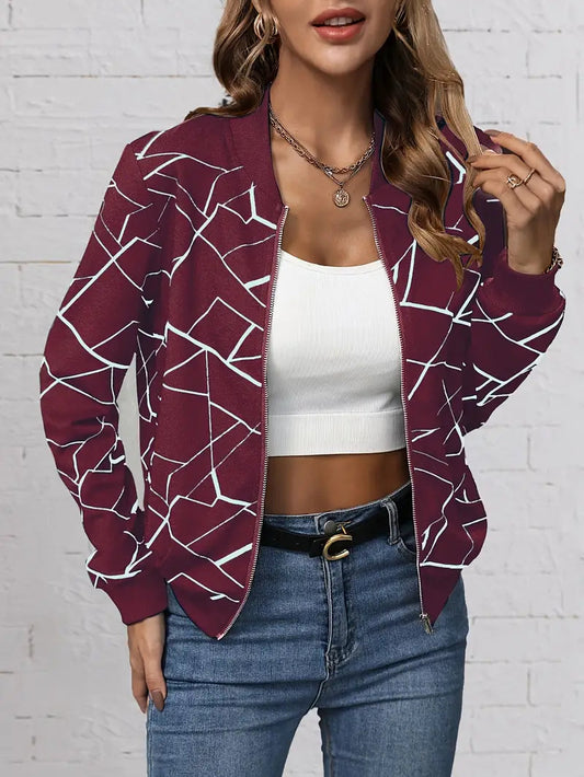 Geo Print Bomber Jacket – Stylish & Comfortable Layering Piece 0