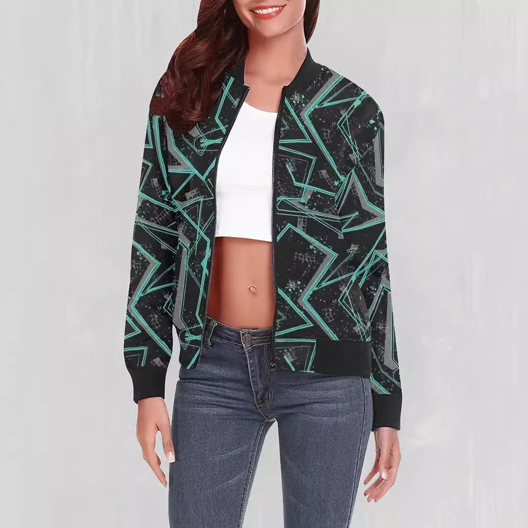 Geo Print Bomber Jacket – Stylish & Comfortable Layering Piece 1
