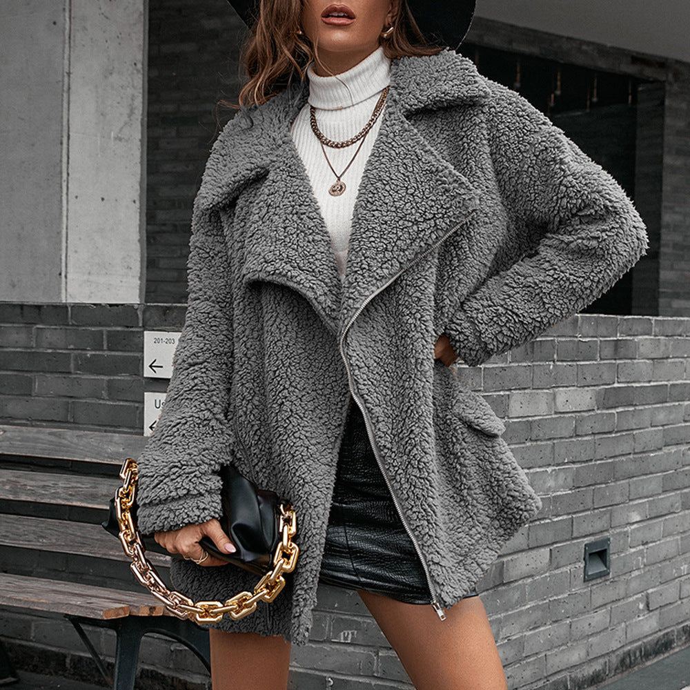 Oversized Sherpa Jacket – Cozy Lapel Collar for Winter Style 1