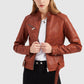 Stylish Stand Collar Leather Jacket – Tailored Fit for Modern Elegance 4