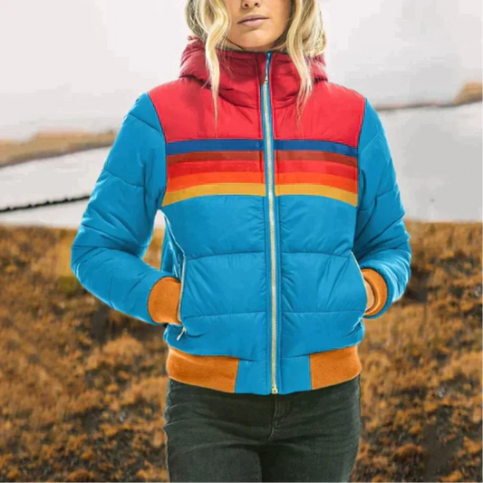 Vibrant Rainbow Winter Jacket – High Collar for Cozy Style 0