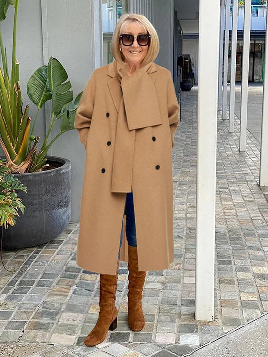 Winter Oversized Coat with Integrated Scarf – Cozy & Stylish 0