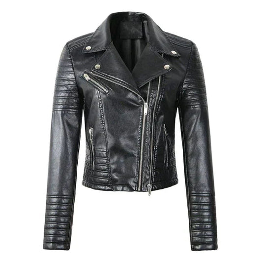 Women's Biker Jacket – Asymmetrical Zip for Edgy Style 0
