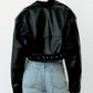 Women's Biker Jacket – Edgy Faux Leather with Belted Waist 3