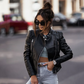 Women's Biker Jacket – Sleek Leather with Edgy Asymmetrical Zip 1