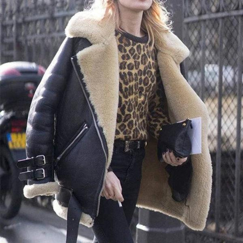 Women's Biker Jacket – Stylish Faux Leather for Winter Warmth 4