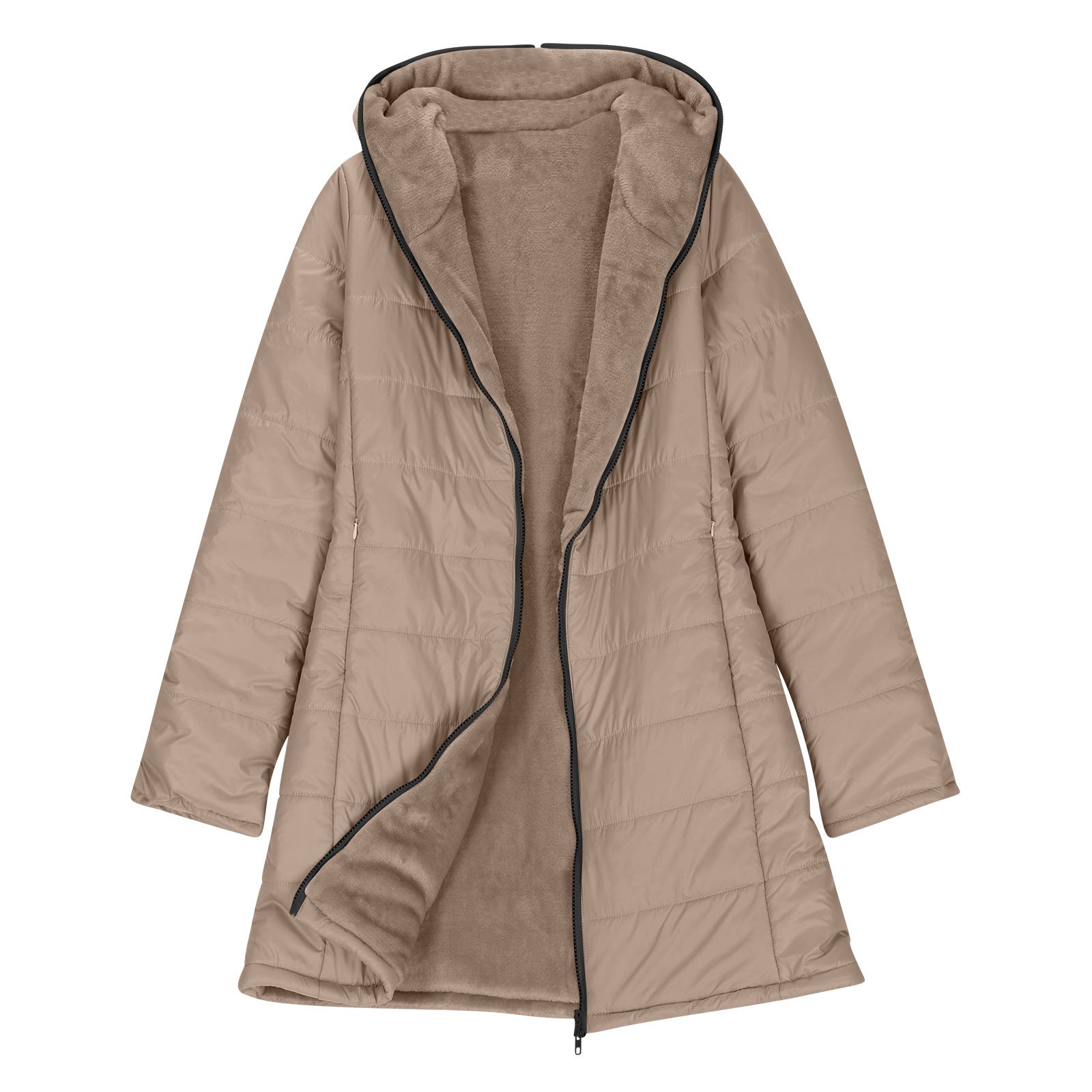 Women's Black Puffer Jacket – Cozy Plush Lining for Winter Warmth 5