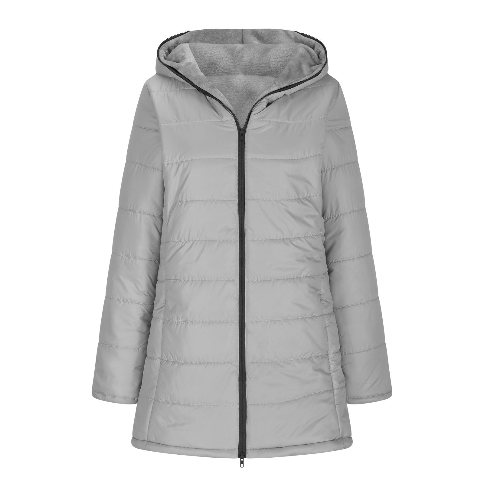 Women's Black Puffer Jacket – Cozy Plush Lining for Winter Warmth 8