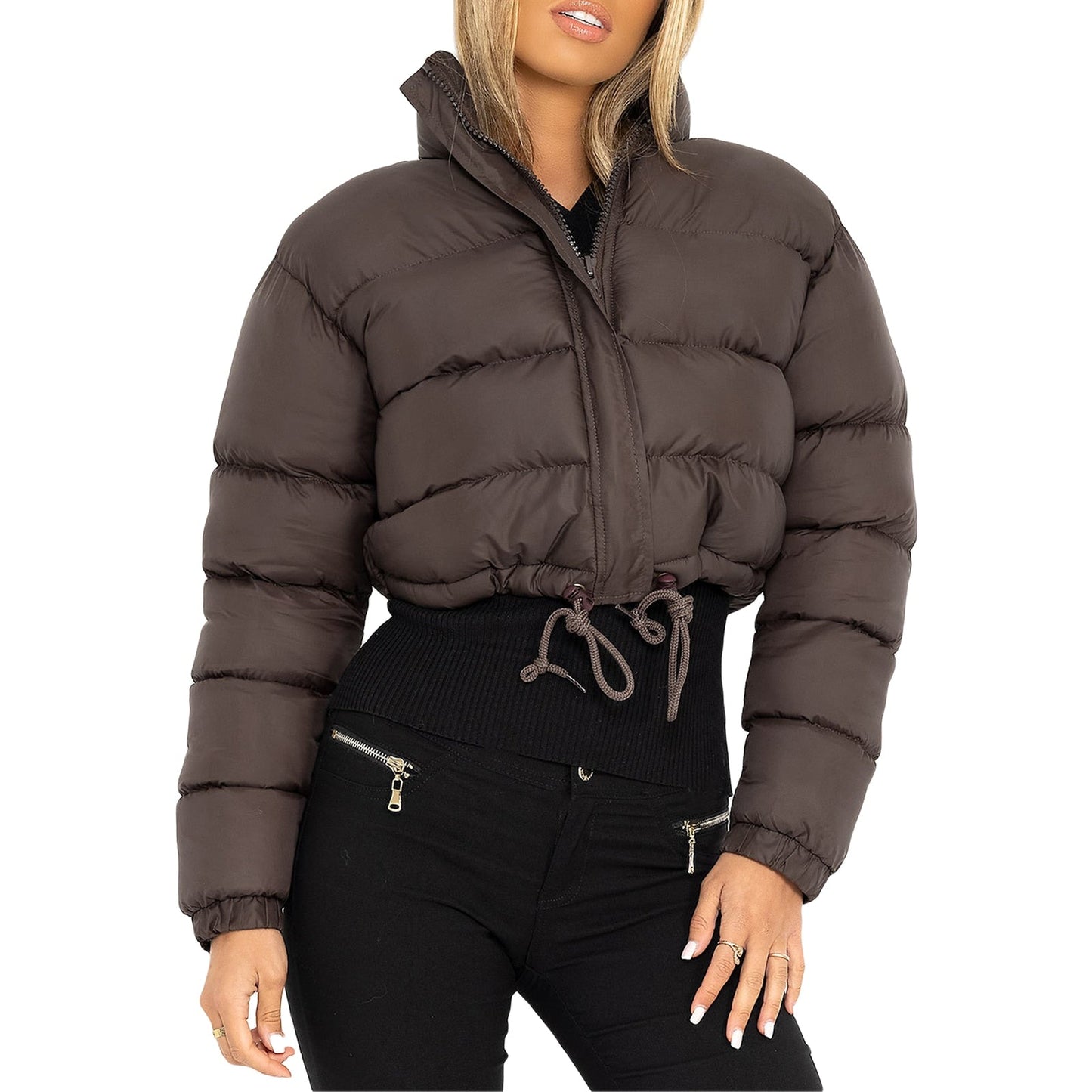 Women's Black Puffer Jacket – Cozy Turtleneck for Winter Warmth 6