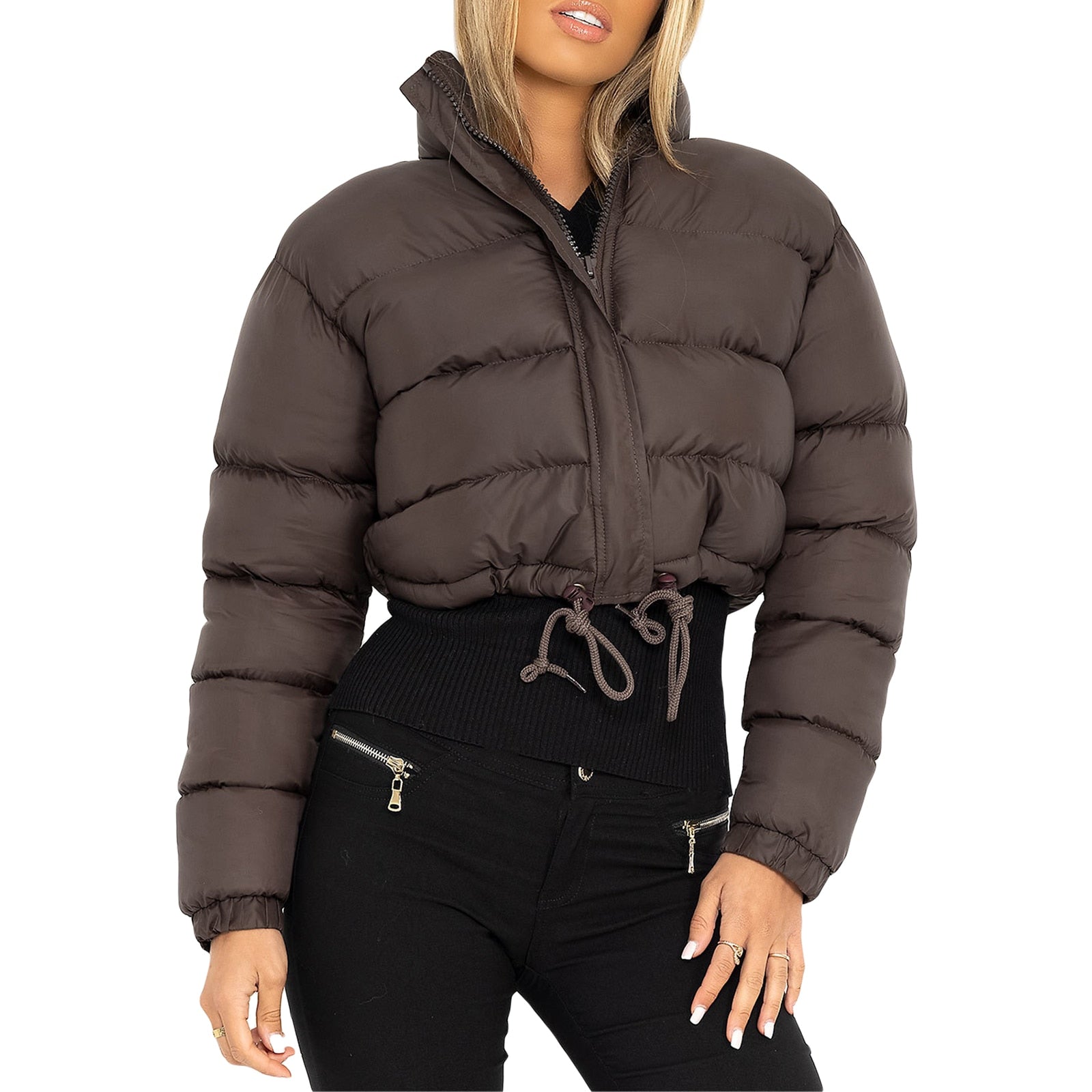 Women's Black Puffer Jacket – Cozy Turtleneck for Winter Warmth 6