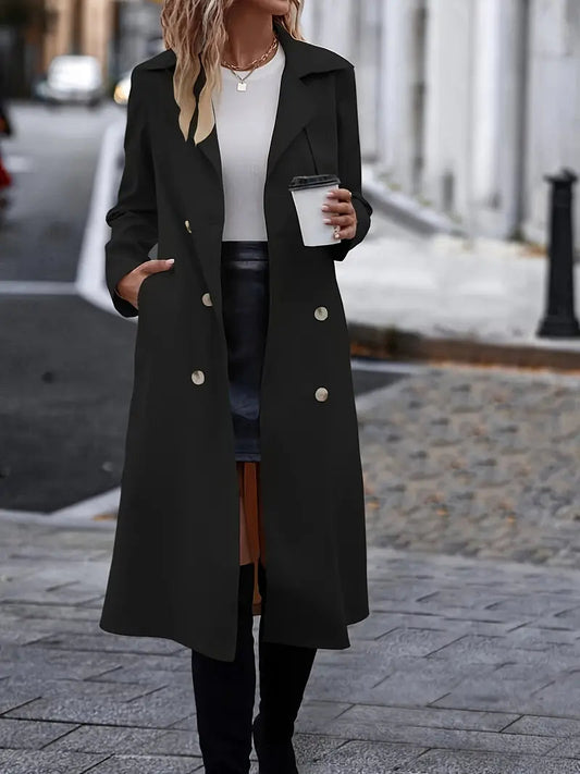 Women's Black Trench Coat – Chic Belted Design for All Occasions 0