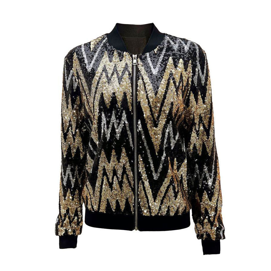 Women's Bomber Jacket – Sequin Trim for Chic Versatility 5