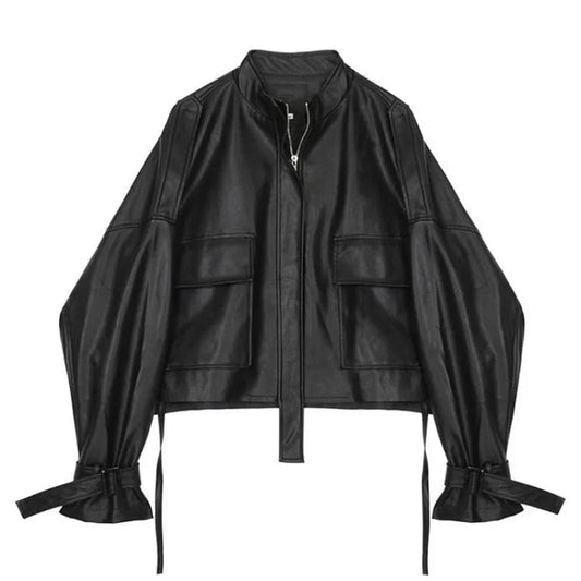 Women's Box Cut Leather Jacket – Chic Style for Every Occasion 0