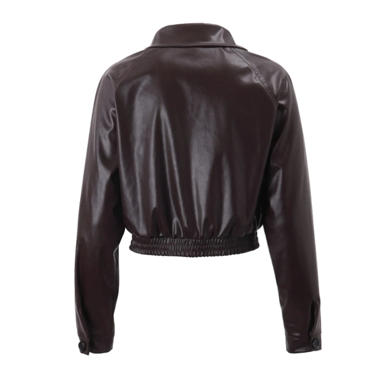 Women’s Brown Cropped Jacket – Stylish PU Leather for Versatile Looks 4