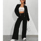 Women's Casual Bomber Jacket & Wide-Leg Pants Set – Effortless Style 6