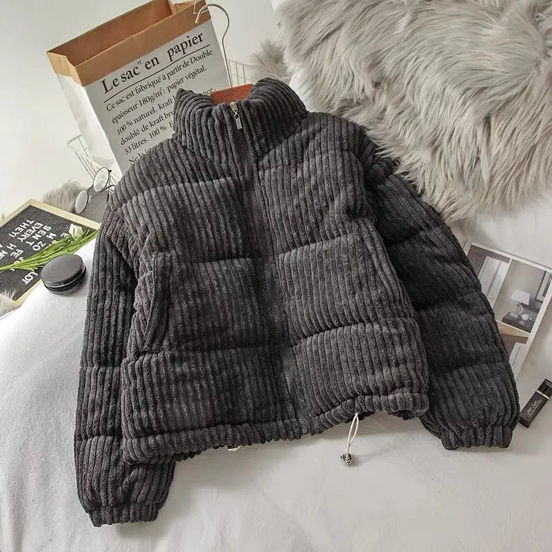 Women's Corduroy Jacket – Cozy Mock Neck for Winter Warmth 0