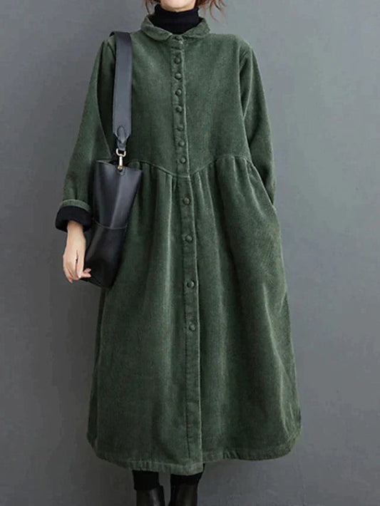 Women's Corduroy Long Coat – Cozy Chic for Winter Days 0