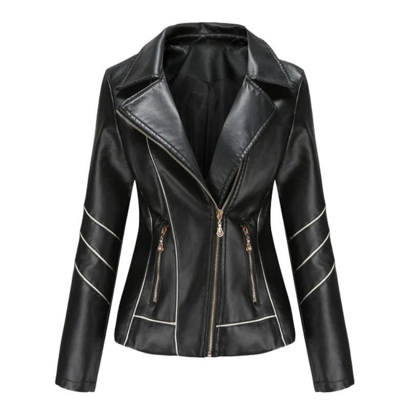 Women’s Cropped Biker Jacket – Slim Fit with Asymmetrical Zip 0