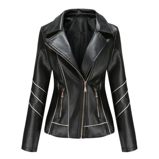 Women’s Cropped Biker Jacket – Slim Fit with Asymmetrical Zip 0