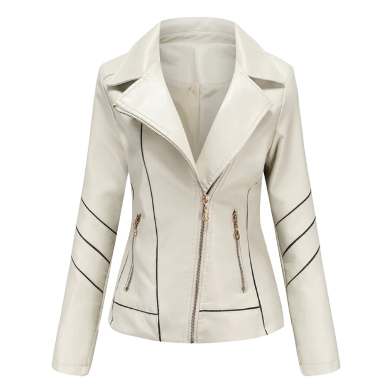 Women’s Cropped Biker Jacket – Slim Fit with Asymmetrical Zip 1