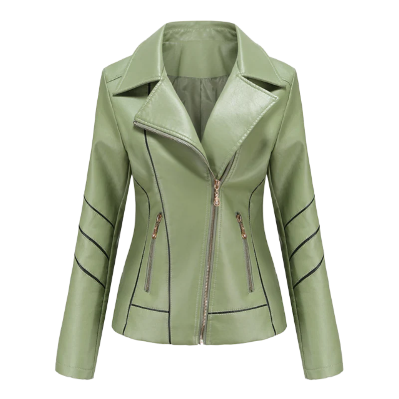 Women’s Cropped Biker Jacket – Slim Fit with Asymmetrical Zip 2