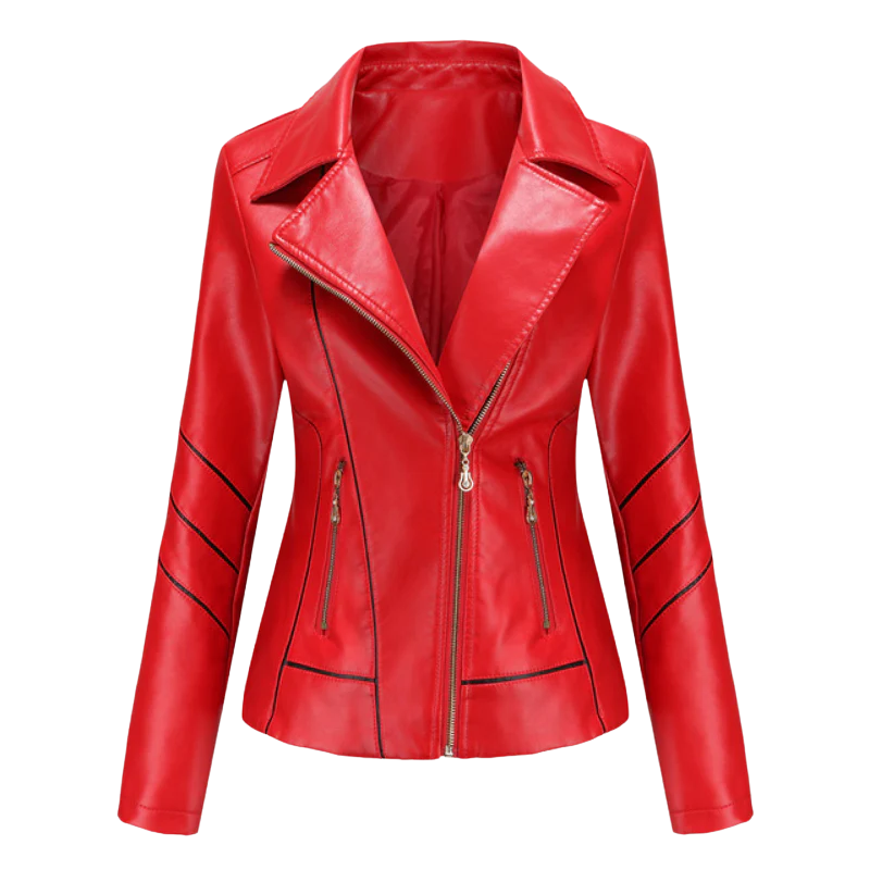 Women’s Cropped Biker Jacket – Slim Fit with Asymmetrical Zip 3