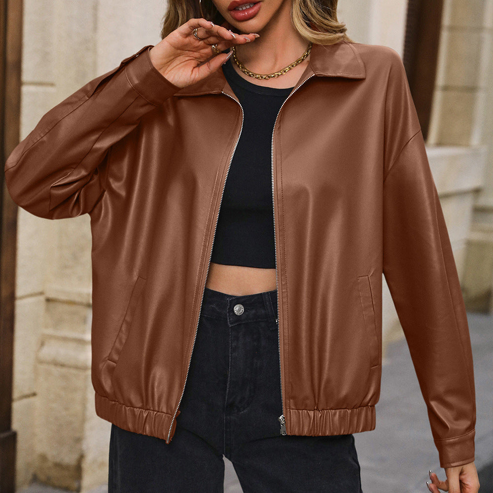 Women’s Cropped Biker Jacket – Stylish PU Leather for Effortless Edge 2