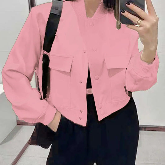 Women's Cropped Bomber Jacket – Slim Fit for Effortless Style 0