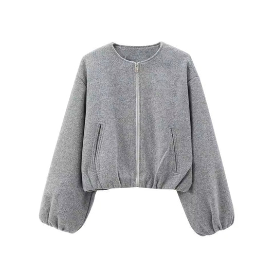 Women’s Cropped Bomber Jacket – Soft Touch & Trendy Fit 0