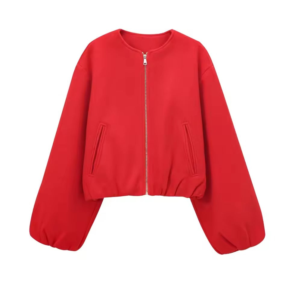 Women’s Cropped Bomber Jacket – Soft Touch & Trendy Fit 1