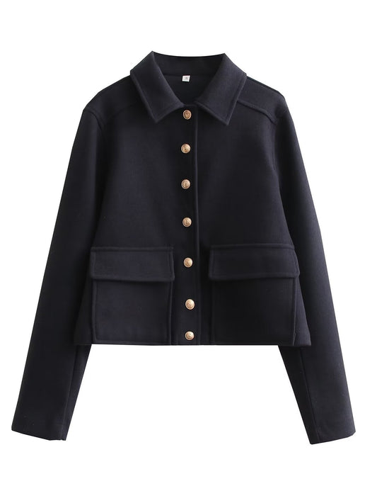 Women’s Cropped Bomber Jacket – Stylish Wool Blend for All Seasons 0