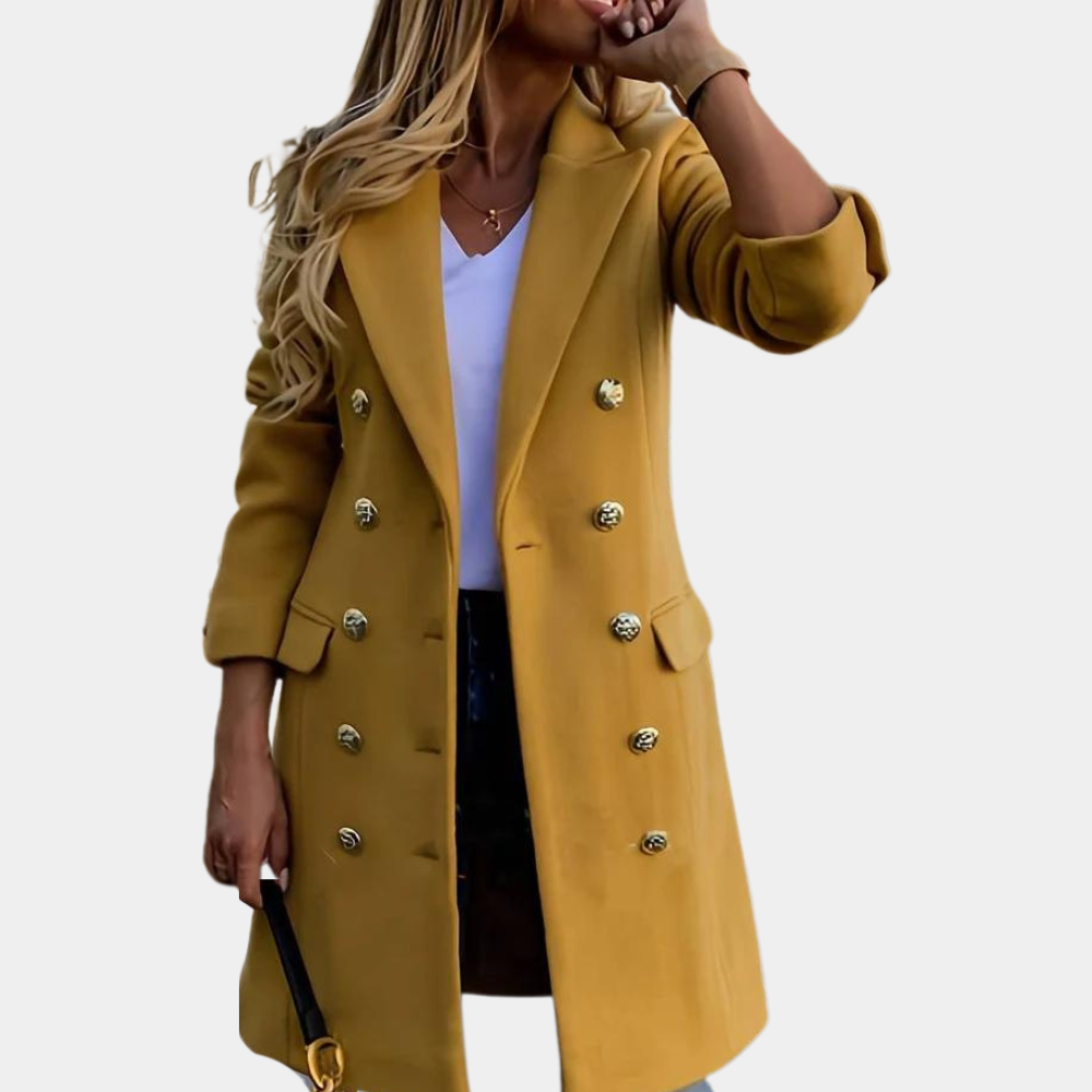 Women’s Double-Breasted Coat – Tailored Wool Blend for Chic Style 1