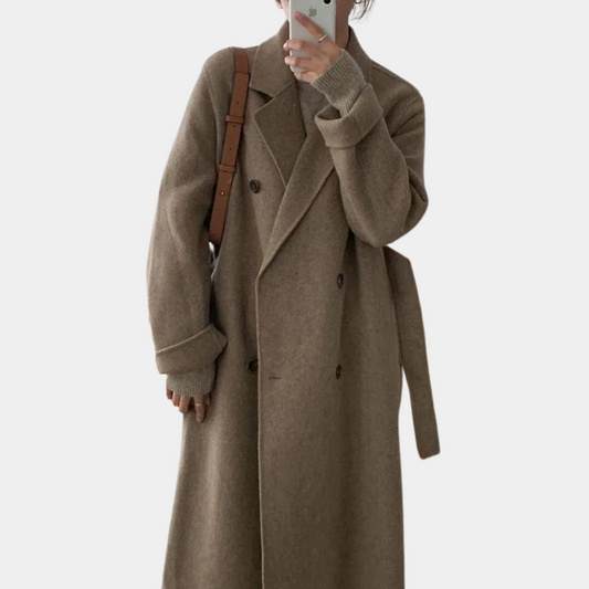Women's Double-Breasted Overcoat – Chic Belted Design for Fall 0