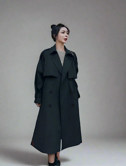 Women's Double-Breasted Trench Coat – Elegant Fall Layering 0