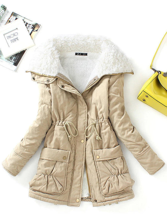 Women’s Faux Fur Lined Winter Coat – Adjustable Fit & Cozy Style 0