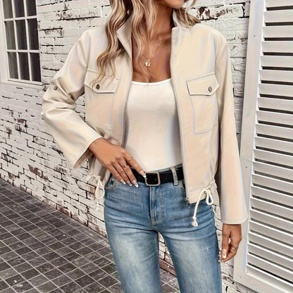 Women’s Faux Leather Biker Jacket – Relaxed Fit for Effortless Style 0