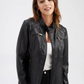Women's Faux Leather Jacket – Stylish Stand-Up Collar Design 1