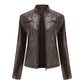 Women's Faux Leather Jacket – Stylish Stand-Up Collar Design 4