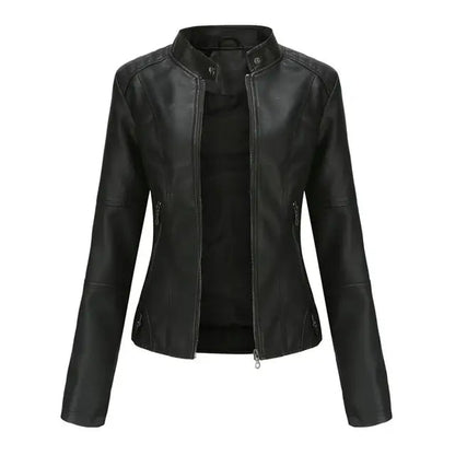 Women's Faux Leather Motorcycle Jacket – Chic & Versatile Style 0