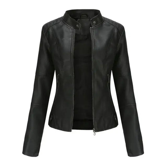 Women's Faux Leather Motorcycle Jacket – Chic & Versatile Style 0